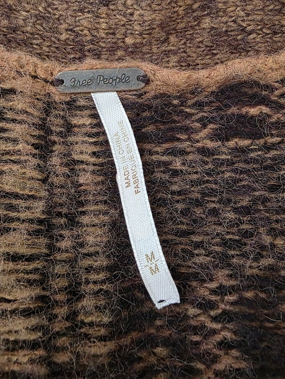 Free People Sepia Plaid Cardigan Brown Half And Half Women's Size Medium - Picture 6 of 11